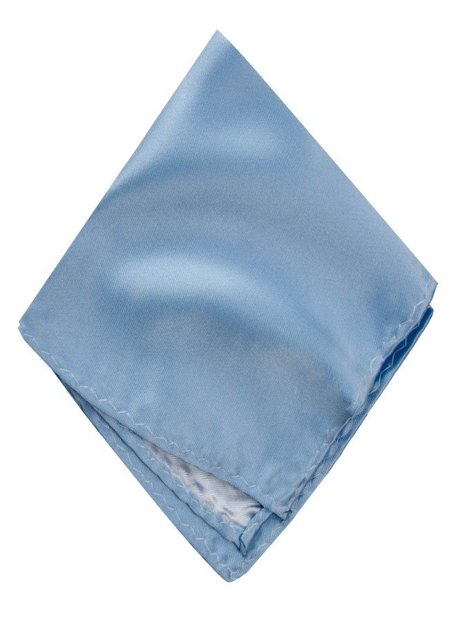 Spring Notion Men's Solid Color Satin Microfiber Pocket Square Handkerchief Steel Blue - Image 1